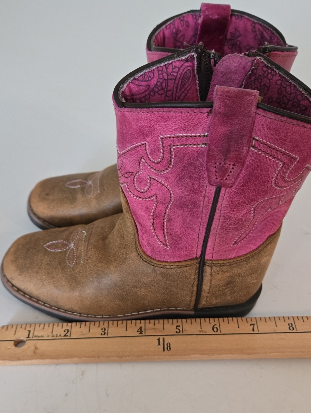 Shyanne Girls Pink And Brown Cowboy Boots Style 43920 Size 10D - Picture 8 of 8